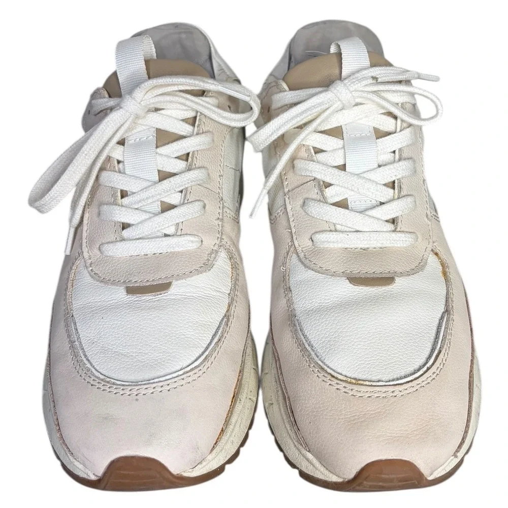 Madewell MWL Kickoff Trainer Sneakers‎ Leather in Antique Cream Multi Size 9